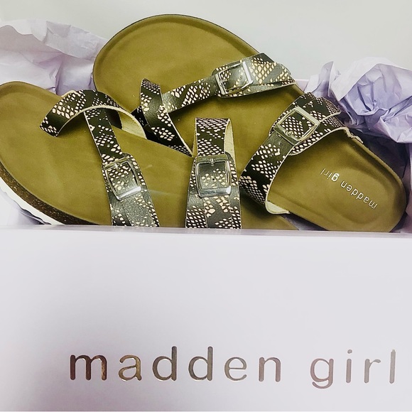 Madden Girl Brycee Sandal in Tan Multi Snake Print - Picture 2 of 6
